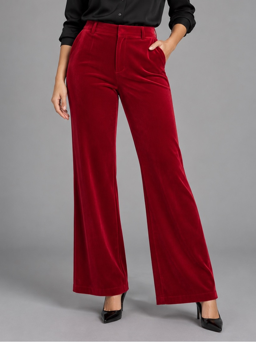 Alex Marie Kelly Red Velvet Flare Pants Sz 10 Christmas Holiday NWT